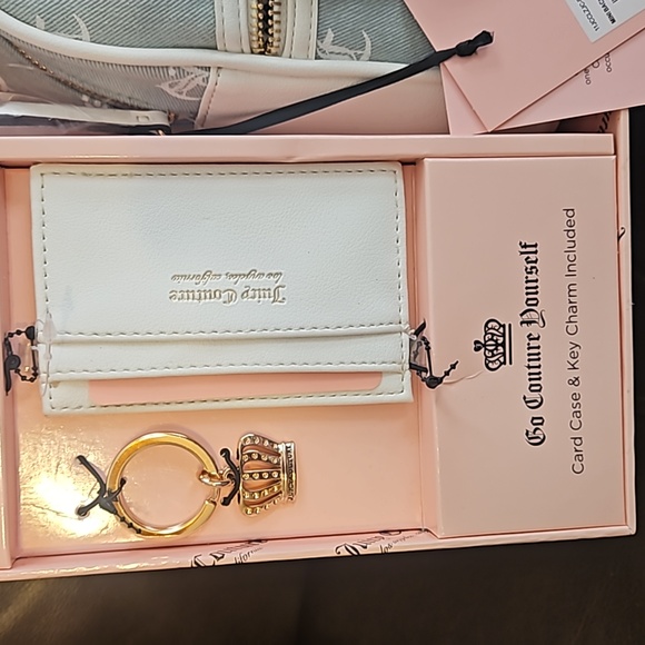 Juicy Couture denim logo mini backpack plus card case and keychain NWT - Picture 2 of 4